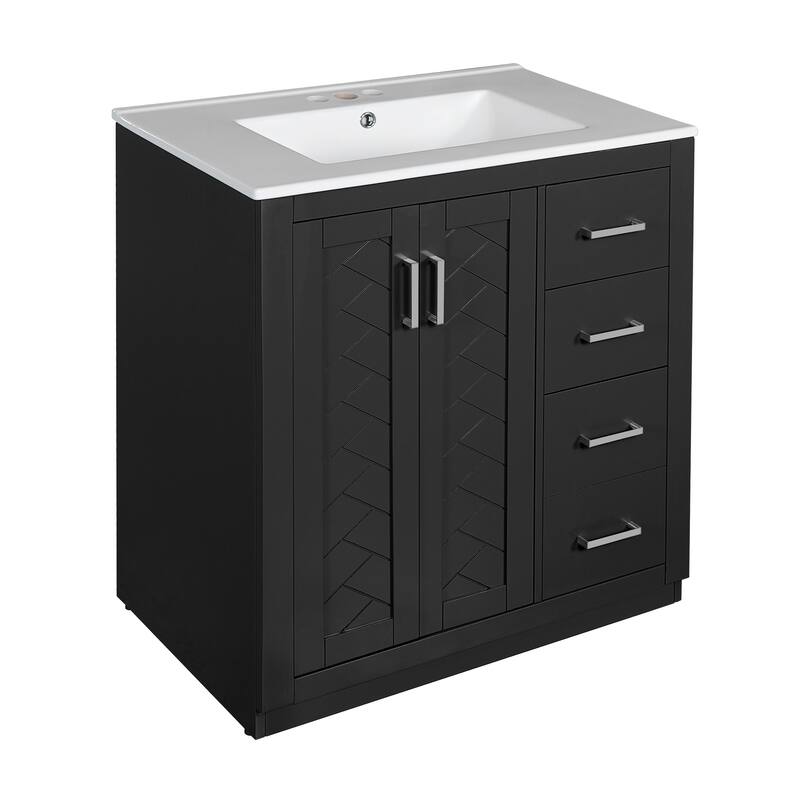 30" Freestanding Bathroom Vanity with Ceramic Sink