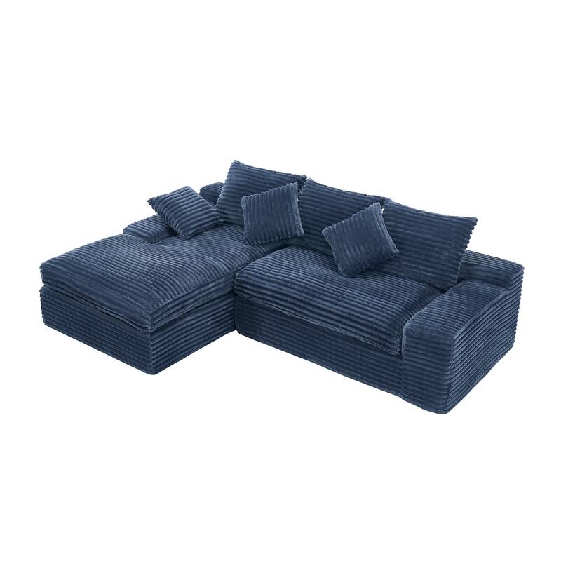 L-Shape Sectional Sofa with Chaise Lounge, Living Room Modular 4 Seat Sofa Sponge Compression Sleeper Sofa Couch