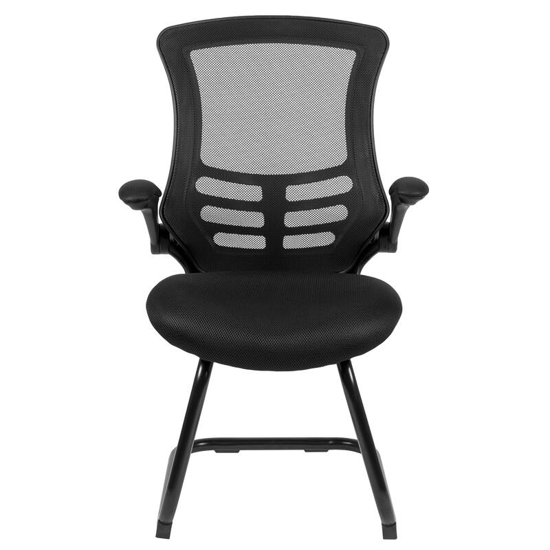 Mesh Sled Base Side Reception Chair with Flip-Up Arms