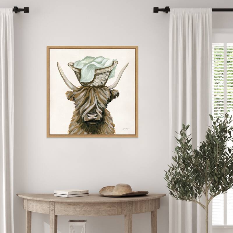 Highland Cow Laundry Basket by Yvette St. Framed Canvas Wall Art Print