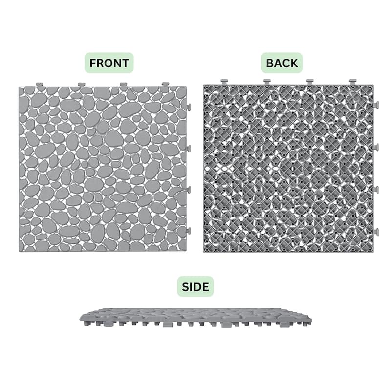 1 ft. x 1 ft. All-Weather Outdoor Plastic Composite Interlocking Deck Tiles, Waterproof, Anti-slip, Box of 12