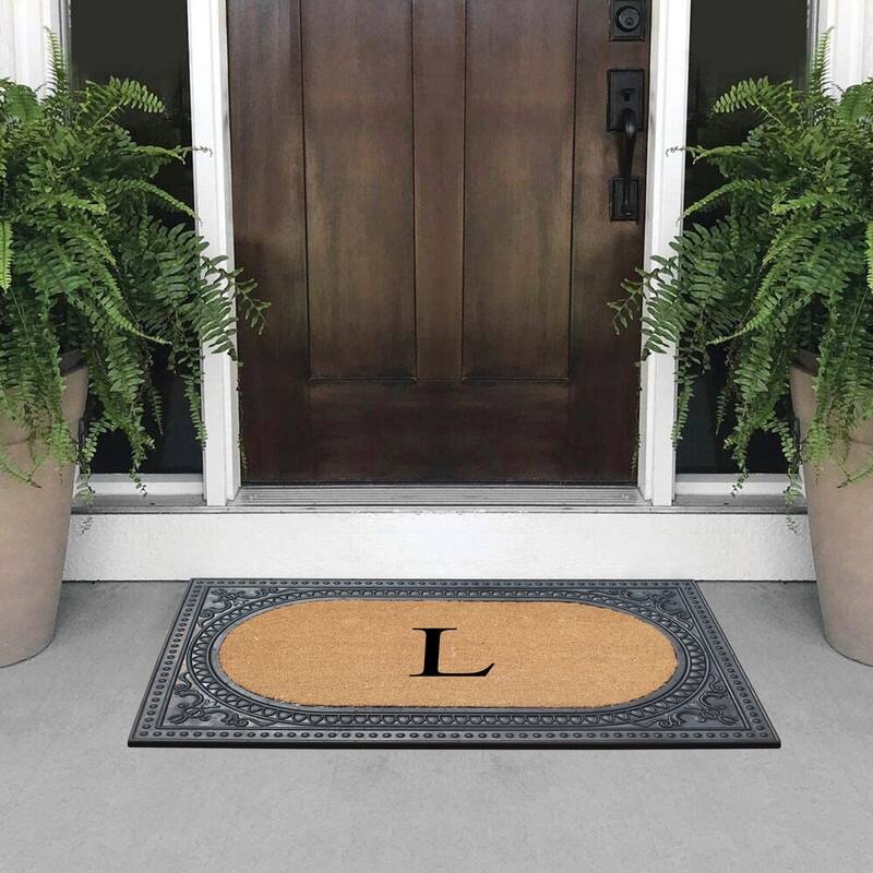 A1HC First Impression Carson Rubber and Coir 24" X 39", Heavy Duty, Easy to Clean Outdoor Monogrammed Doormat