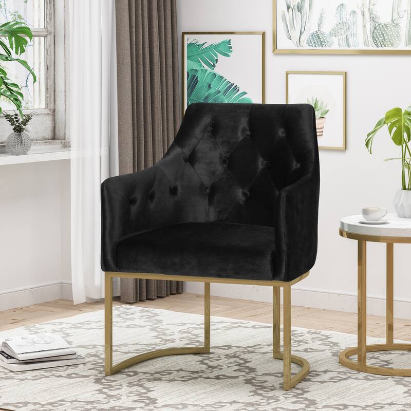 Black 26" Button Tufted Club Chair