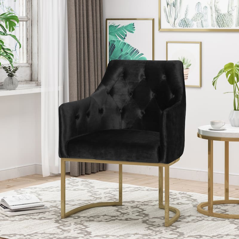 Modern 26" Upholstered Button Tufted Club Chair with Iron Frame for Living Room