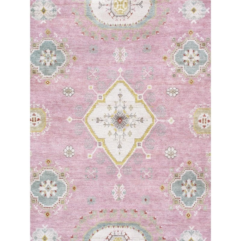 Pasargad Home Khotan Hand-Knotted Pink/Beige Wool Area Rug - 9' 2'' X 11'11''