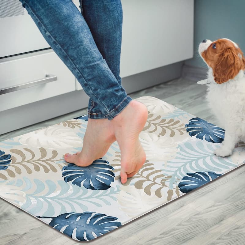 Blue Havana 30” x 20” Decorative Comfort Floor Mat Manufactured in The USA, Waterproof, Reduces Muscle Fatigue, Easy to Clean