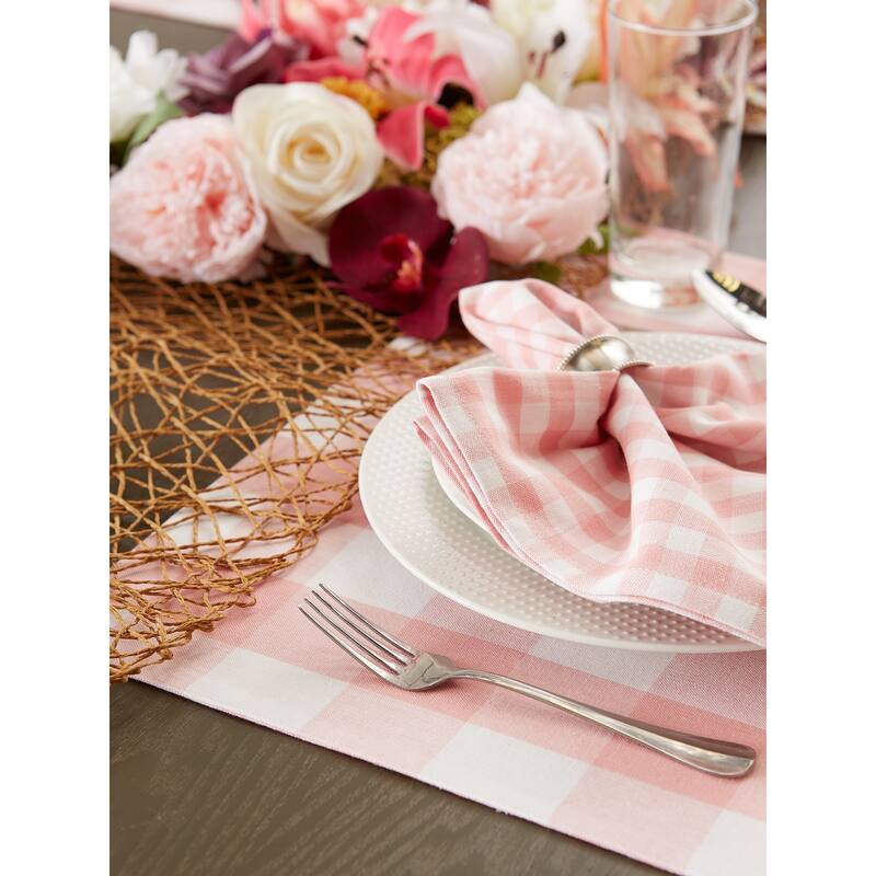DII Pink & White Reversible Gingham Buffalo Check Placemat Set, 4 Piece