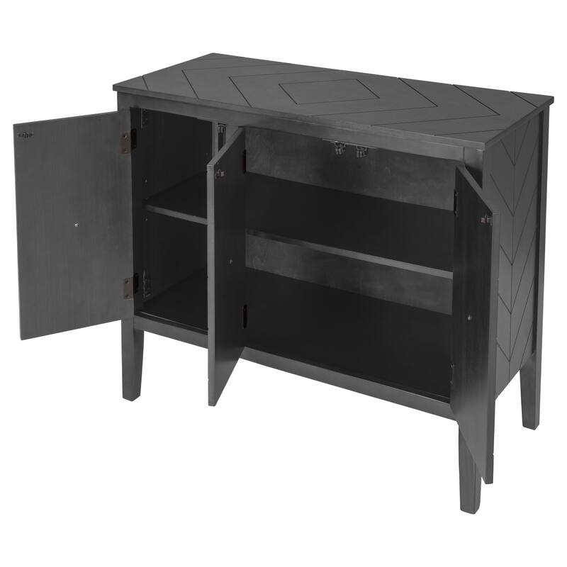 37" MDF Rustic with Adjustable Shelves - Solid Pine Legs & Metal Handles
