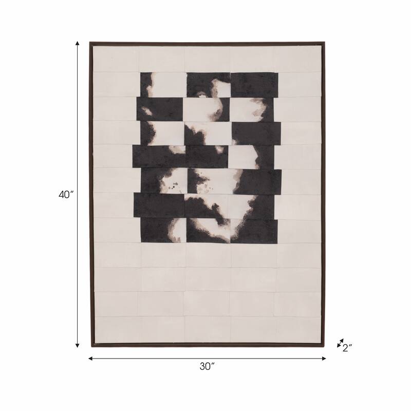 Canvas Art Wood Frame Abstract Design Modern Wall Decor - 40" Ivory