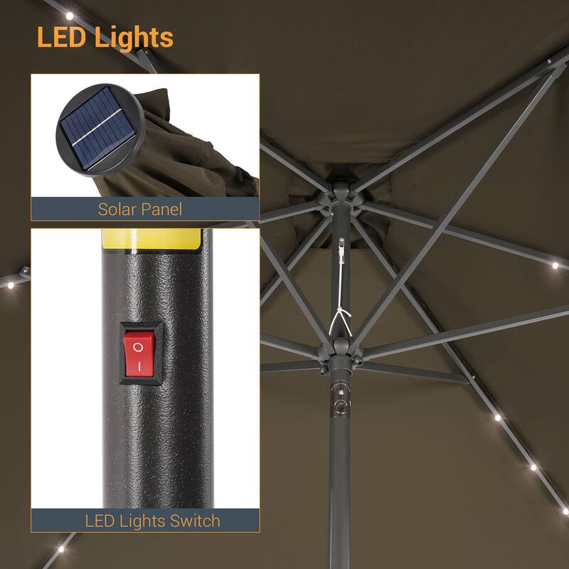 LIVOOSUN 6x9Ft LED Patio Umbrella Weather Resistant Table Umbrella