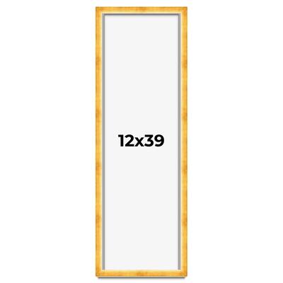 12x39 Shadow Box Frame Gold | 1.625 Inches Deep Real Wood Traditional