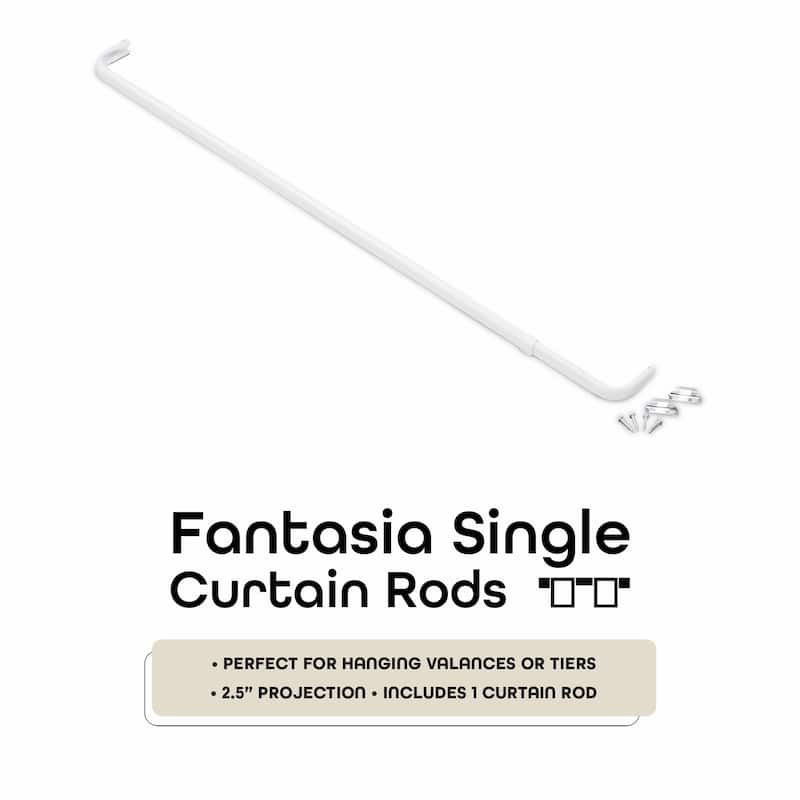 ACHIM Fantasia Single Curtain Rod 2.5" Projection - White