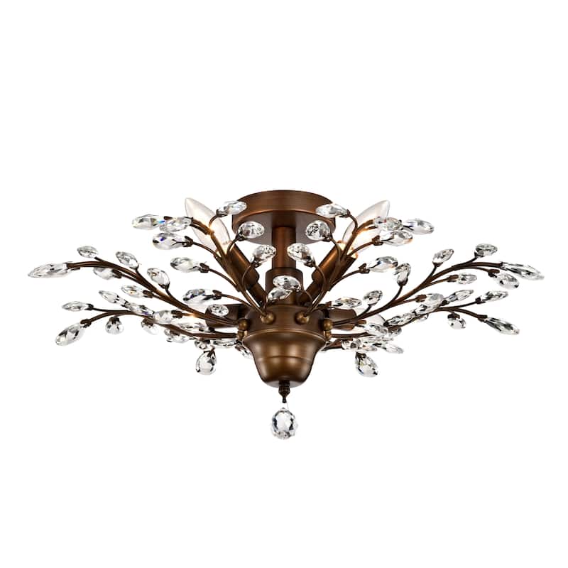 Holly 4-light Crystal Leaves Flush Mount