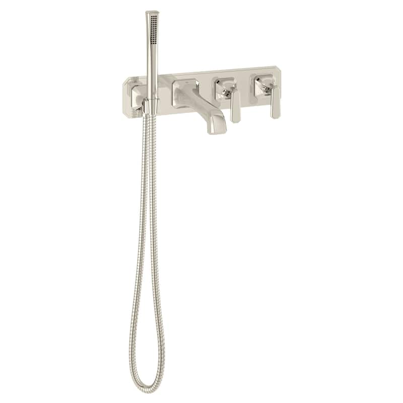 DXV Belshire Wall-Mount Tub Filler With Lever Handles - Platinum Nickel