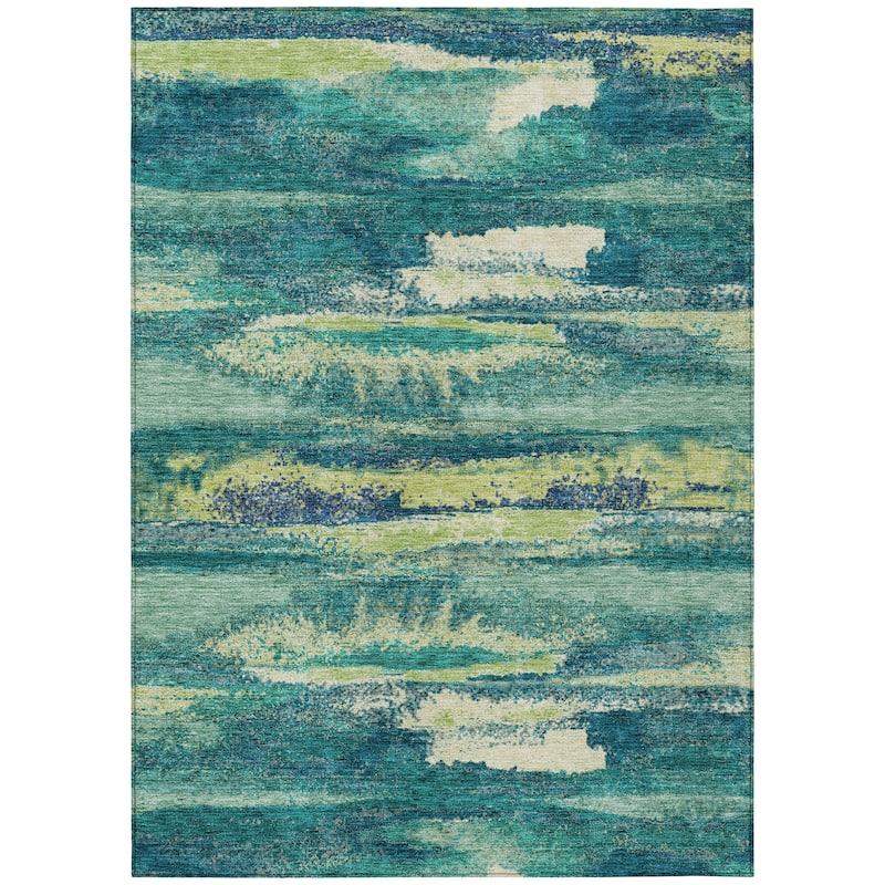 Machine Washable Indoor/ Outdoor Abstract Modern Chantille Rug