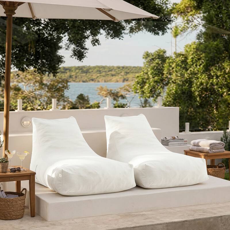 Christopher Knight Home - Lila Outdoor Patio Ergonomic Upholstered Bean Bag Chair with Shredded Foam Filled & Removable Cover