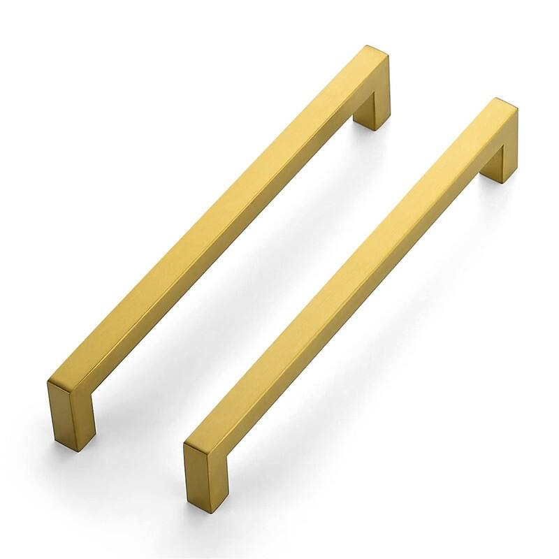 18 Pack 8 Inch Kitchen Square Cabinet Handles - 8.5"L x 0.5"W - Brushed Brass
