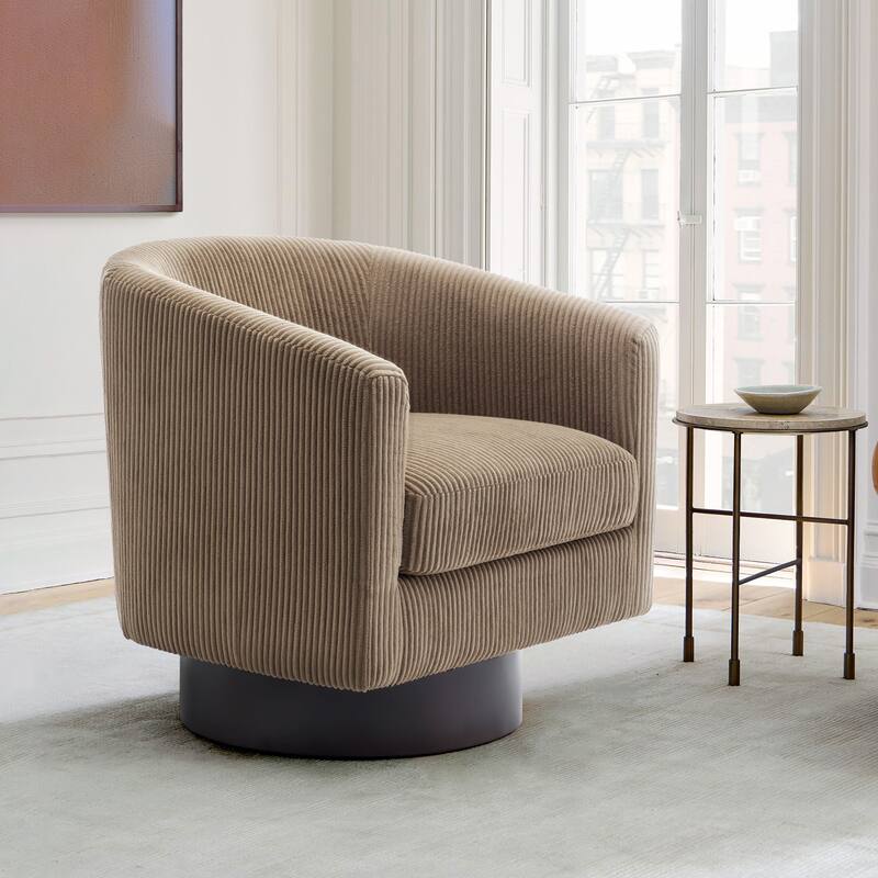 Modern 360° Swivel Barrel Accent Chairs by DREAMSIDEA - 1 SET - CAMEL CORDUROY