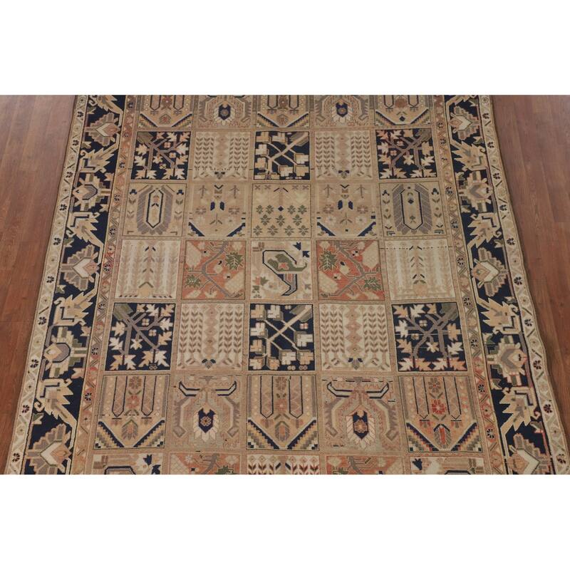 Garden Design Bakhtiari Persian Vintage Rug Handmade Peach Wool Carpet - 6'9"x 10'4"