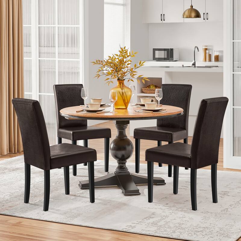 Yaheetech 4pcs Dining Room Chairs High Back for Home - Brown
