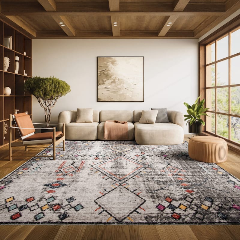 SAFAVIEH Adirondack Meena Vintage Boho Oriental Rug - 8' x 10' - Light Grey/Fuchsia