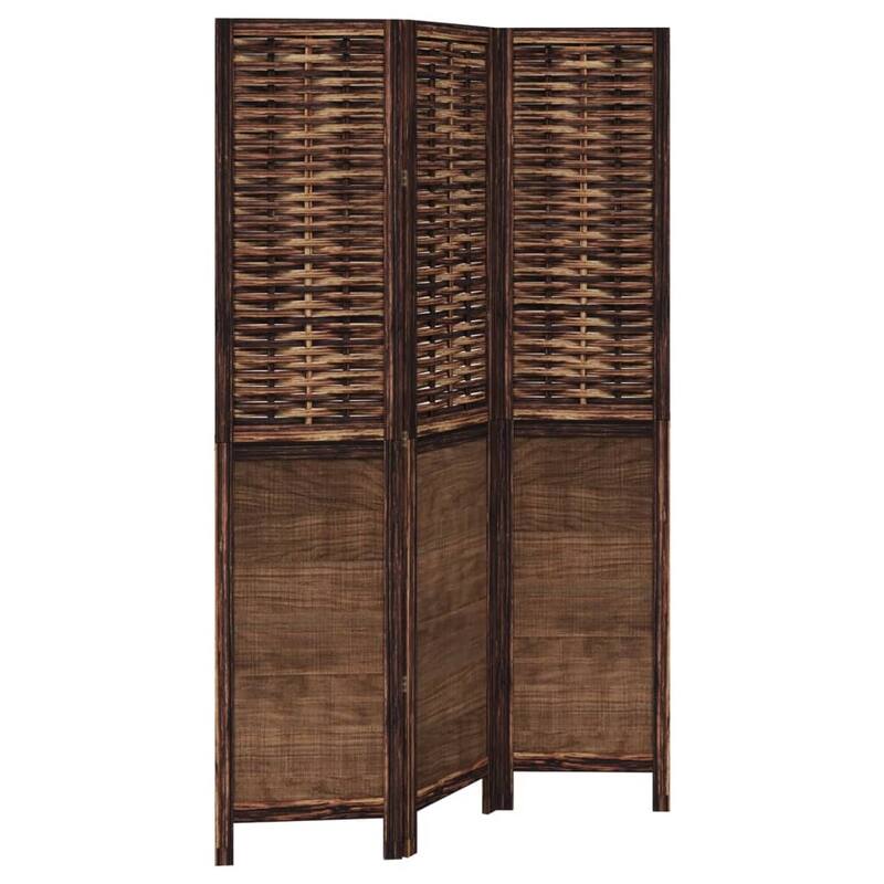 vidaXL Room Divider Privacy Screen Living Room Dark Brown Solid Wood Paulownia