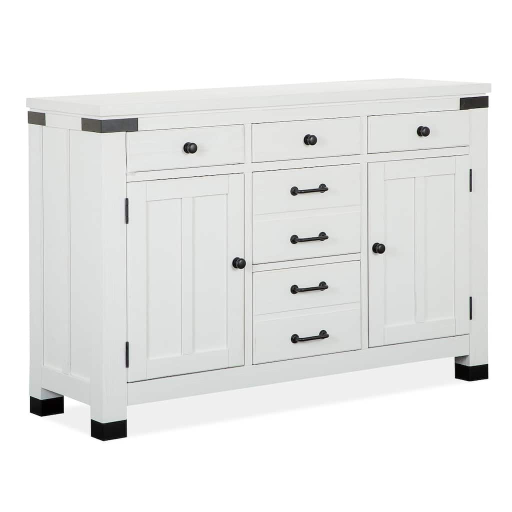 Magnussen Home Harper Springs Silo White Server - 54''W x 18''D x 37''H