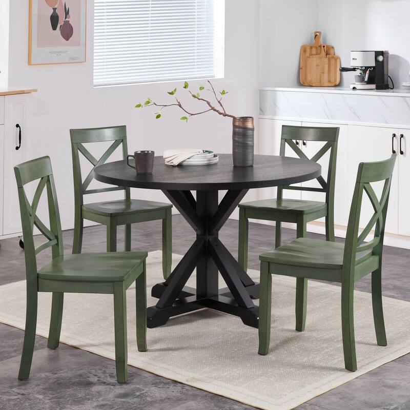 Vintage X Back Wood Cross Back Dining Chairs