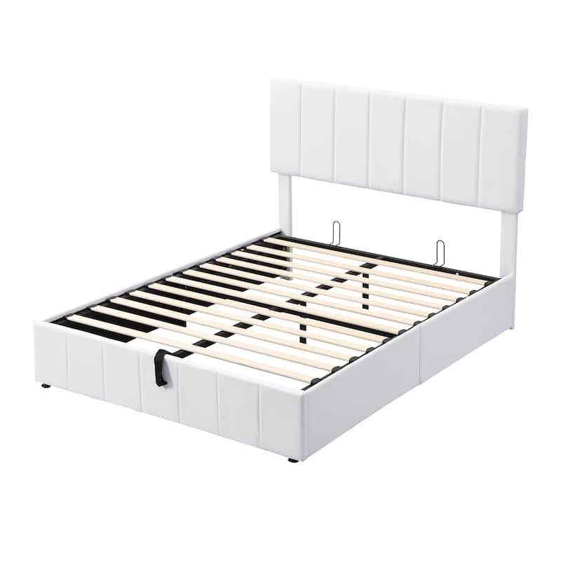 GDFStudio Upholstered Platform Bed with a Hydraulic Storage System