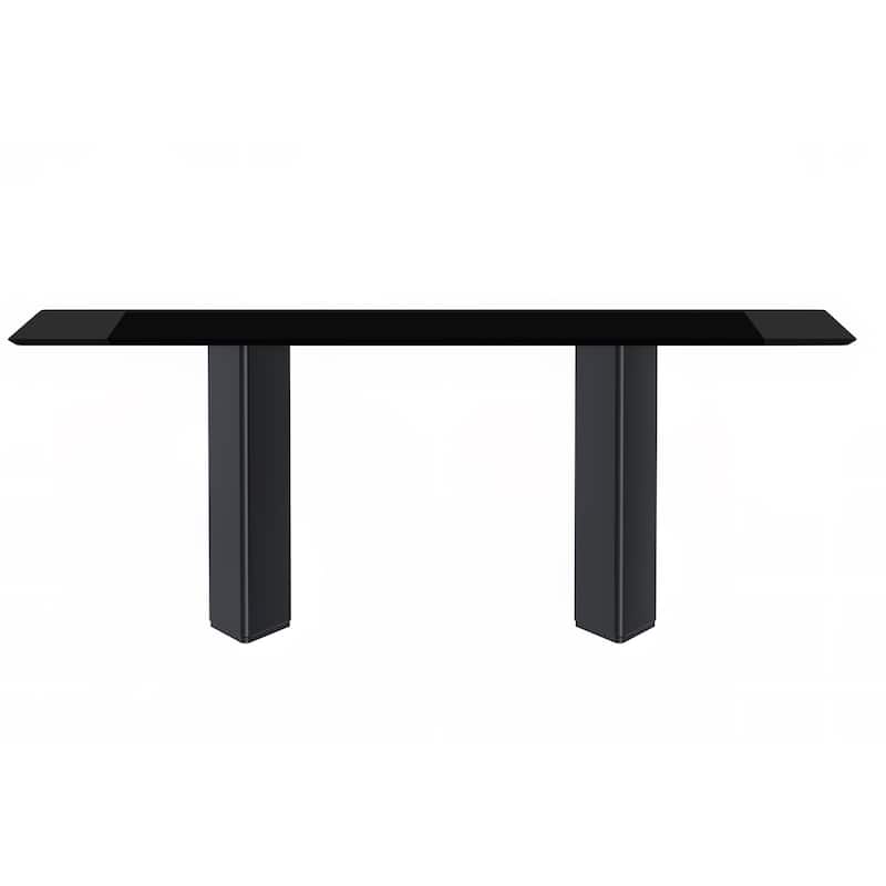 Lior Rectangular Dining Table with Glass/Sintered Stone Tabletop in Steel