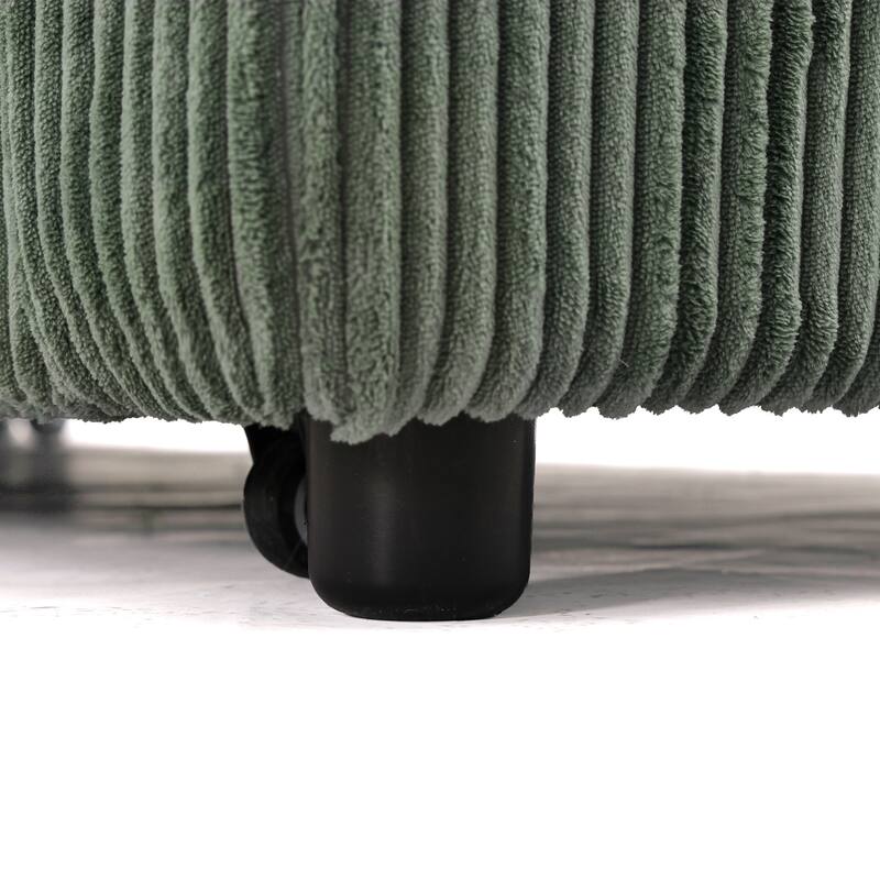 Tufted Convertible Corduroy/ Linen Modular Sectional Sofa with Storage Chaise