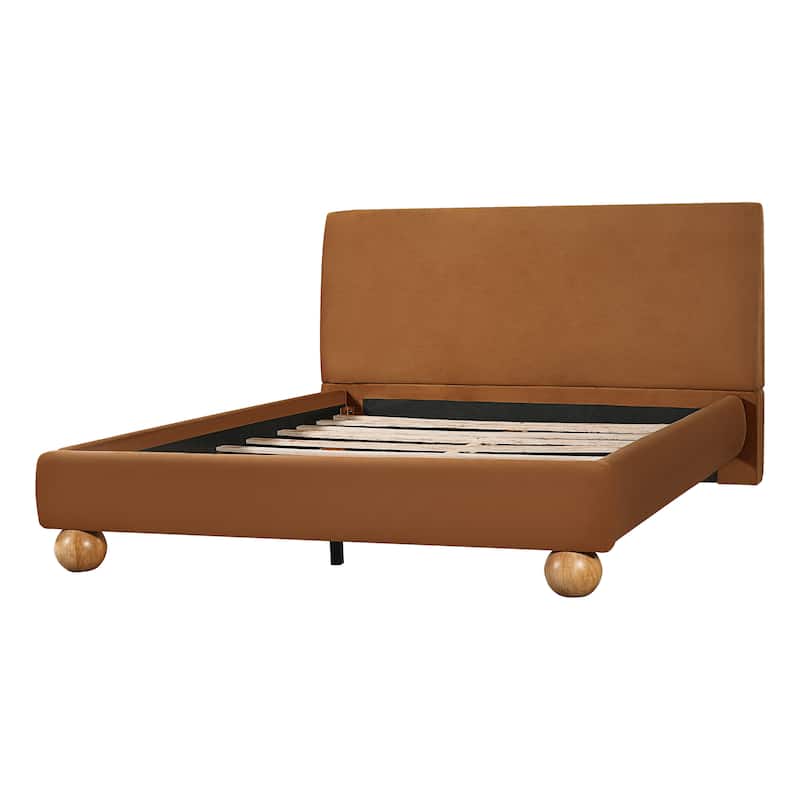 Christopher Knight Home - Modern Boucle Upholstered Platform Bed with Thick Headboard and Solid Wood Legs