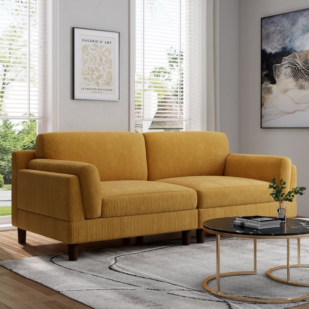 Modern 90" Corduroy Sectional Sofa