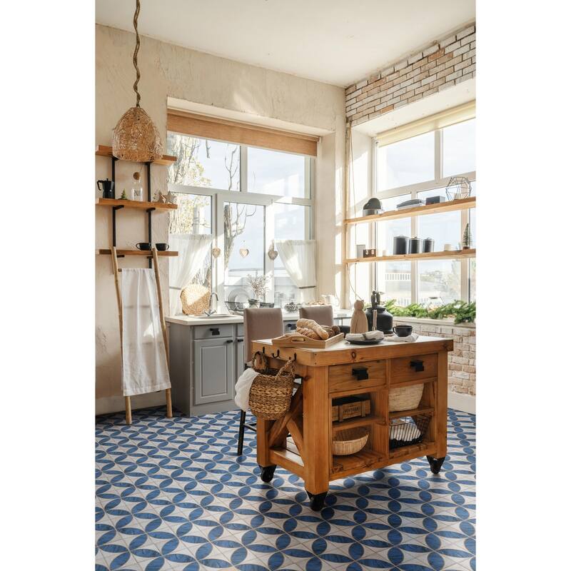 Merola Tile Renaissance Deco Indigo Mandorla 7-7/8" x 7-7/8" Porcelain Floor and Wall Tile - Sample swatch