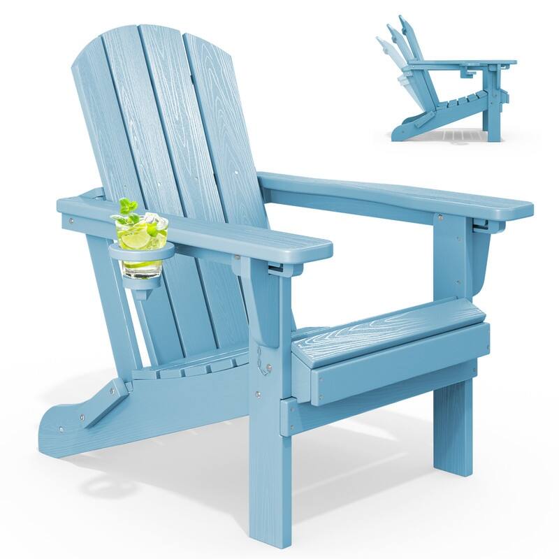 3-Position Reclining Folding Outdoor Chair – PE Wood Grain, Weather-Resistant