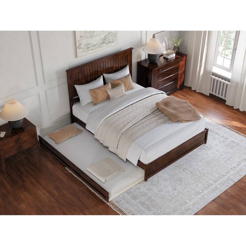 Malta Platform Bed with Panel Footboard and Twin XL Trundle