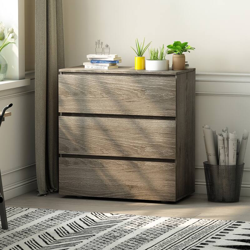 3 Drawer 32.3"H x 30.3" W Nightstand Chest Cabinet Dresser Bedroom Storage