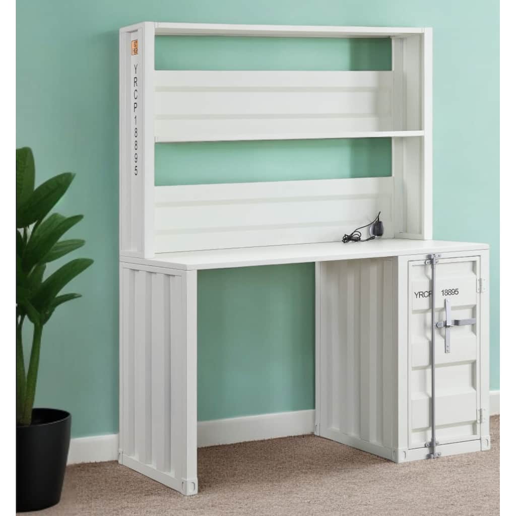 47" White Metal Writing Desk