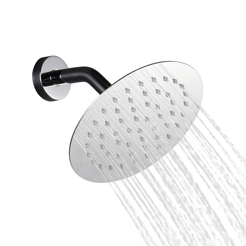 WOWOW 1-Spray Patterns with Wall Mount Rain Fixed Shower Head - 8-inch - Polished Chrome