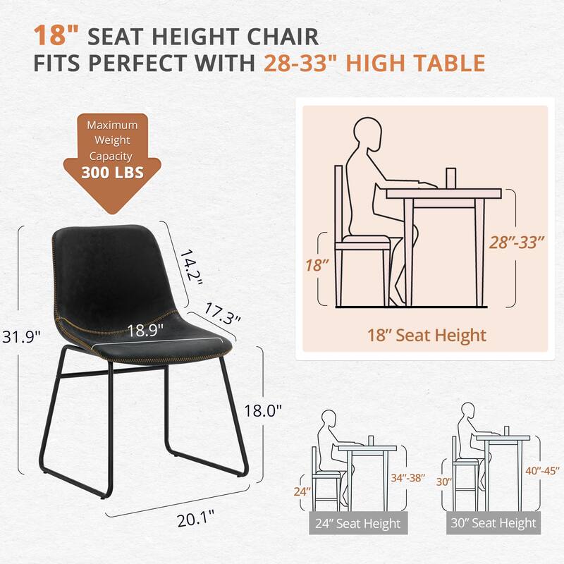 LUE BONA 18 in. Faux Leather Upholstered Dining Chairs With Metal Legs (Set of 4) - 33.26'' H X 20.1'' W X 20.1'' D