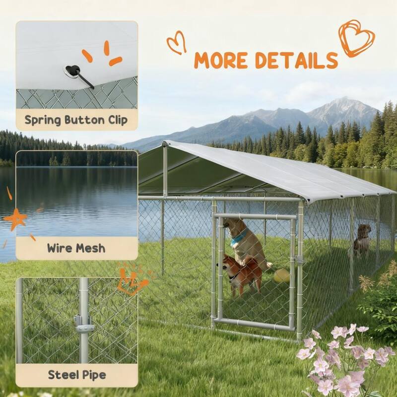 Large Outdoor Dog Kennel with Waterproof & UV-Resistant Roof