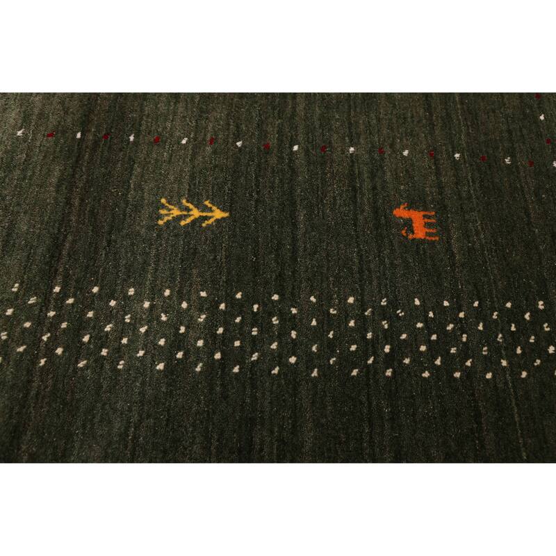 ECARPETGALLERY Hand Loomed Kashkuli Gabbeh Dark Green Wool Rug - 5'1 x 7'11