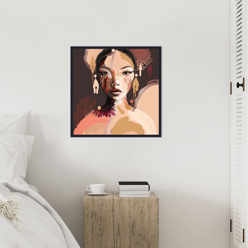 Nara by Bella Eve Framed Canvas Wall Art Print - Sylvie Beaded Black