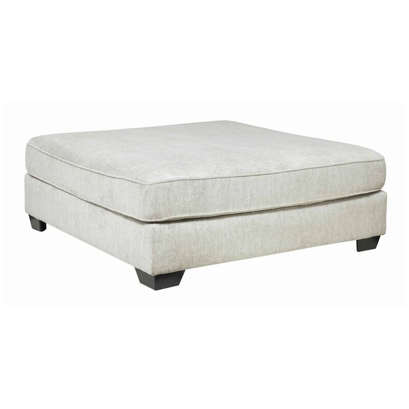 Fabric Upholstered Oversized Ottoman with Tapered Legs, Off White