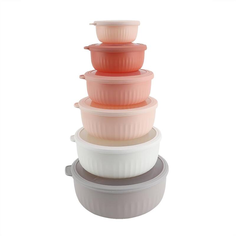 COOK WITH COLOR Prep Bowls with Lids- Wide and Deep Nesting Plastic Small Mixing Bowl Set with Lids, 12 Piece Set - Wide Bowls - Multi