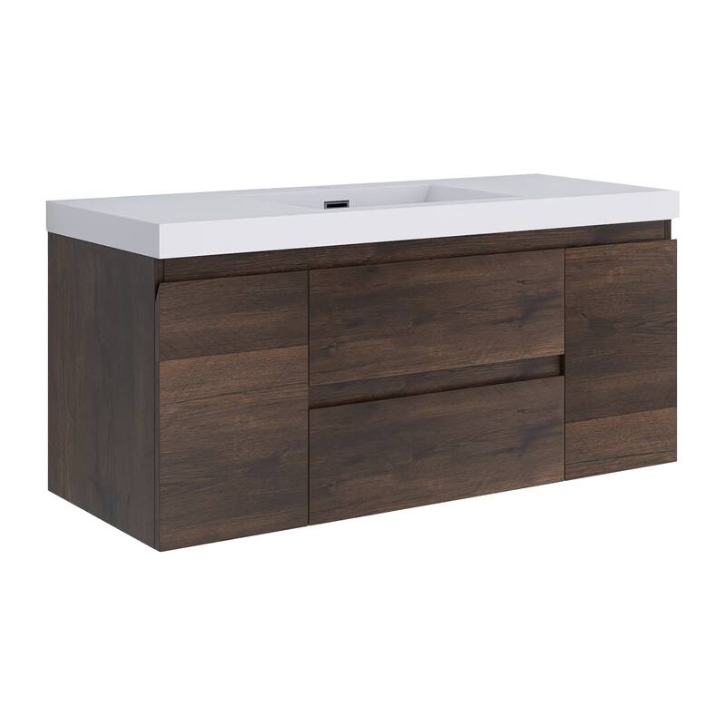 Floating Bathroom Vanity with Integrated Resin Top