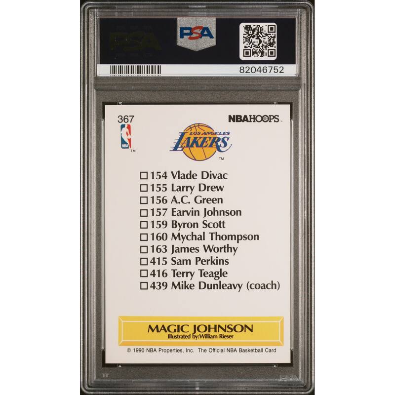 Magic Johnson 1990 Hoops Basketball Card #367 Graded PSA 10 - 8'6" x 11'6"