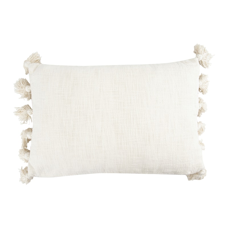 Woven Cotton Slub Lumbar Pillow with Tassels
