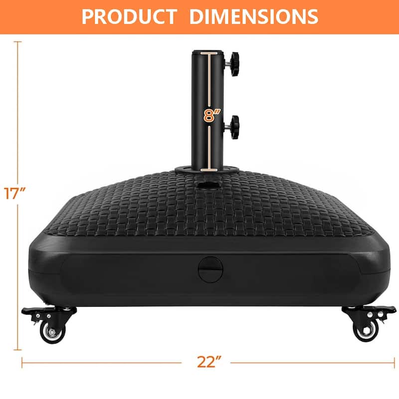 Maypex 80 lbs. HDPE Mobile Patio Umbrella Base Black