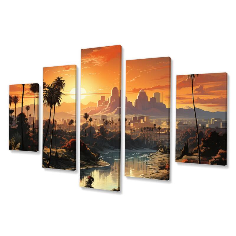 Designart "Los Angeles City Of Angels III" Los Angeles Multipanel Wall Decor set
